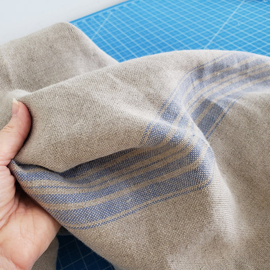 Heavyweight Striped Linen Fabric by the Yard