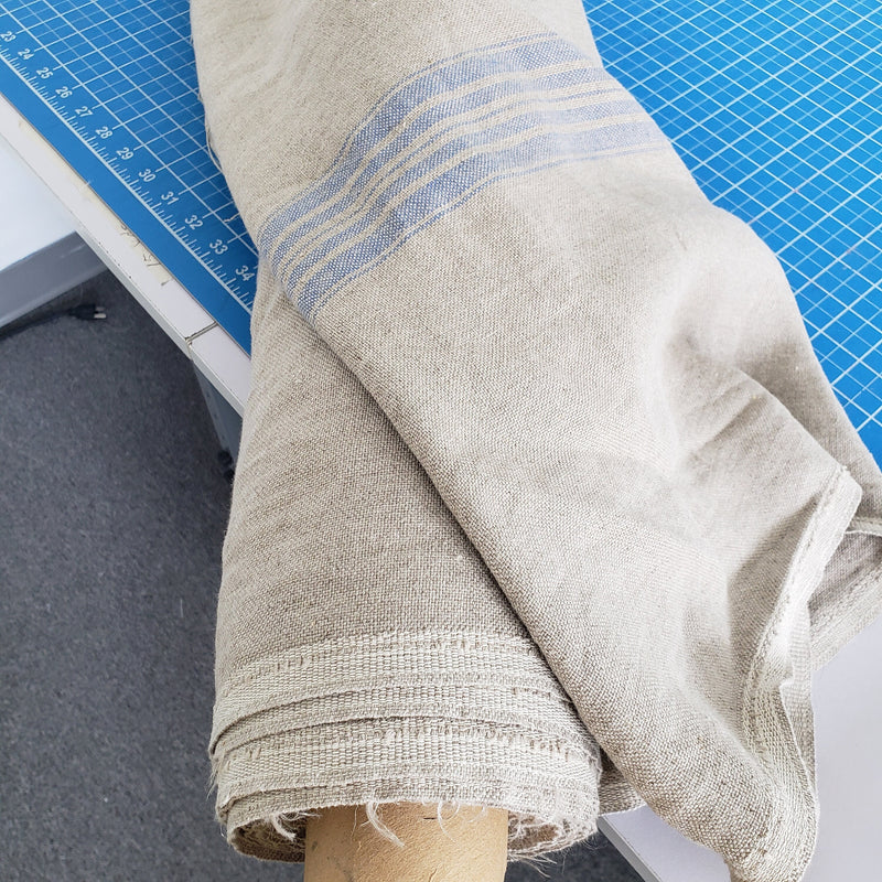 Heavyweight Striped Linen Fabric by the Yard
