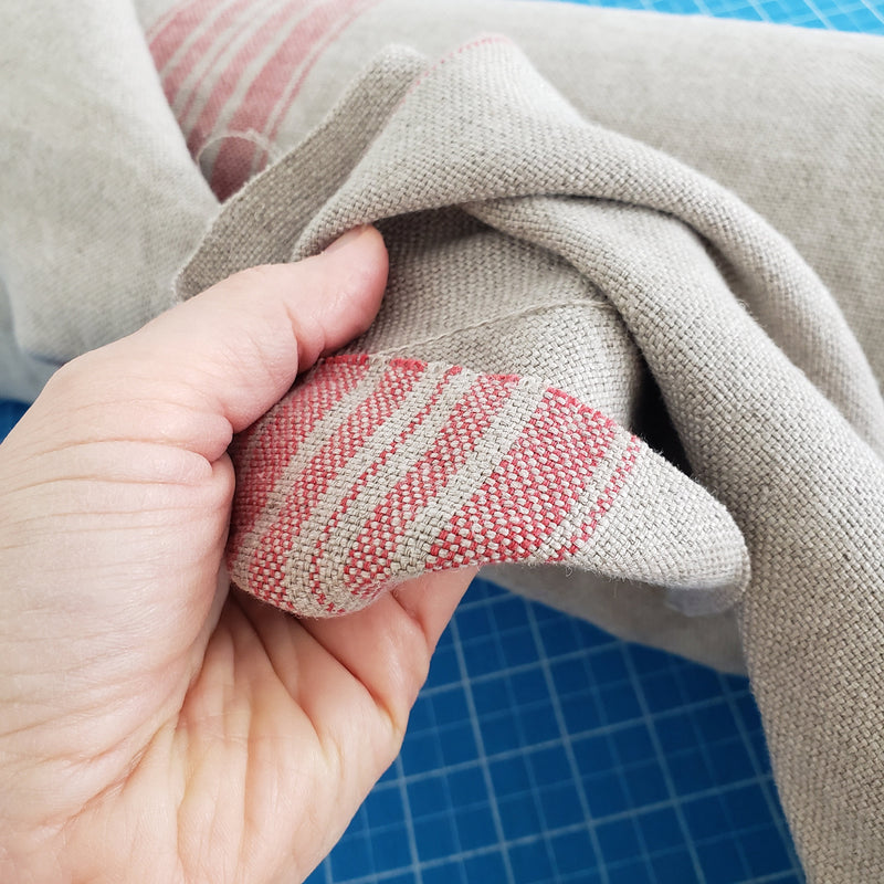 Heavyweight Striped Linen Fabric by the Yard for Upholstery and Home Decor