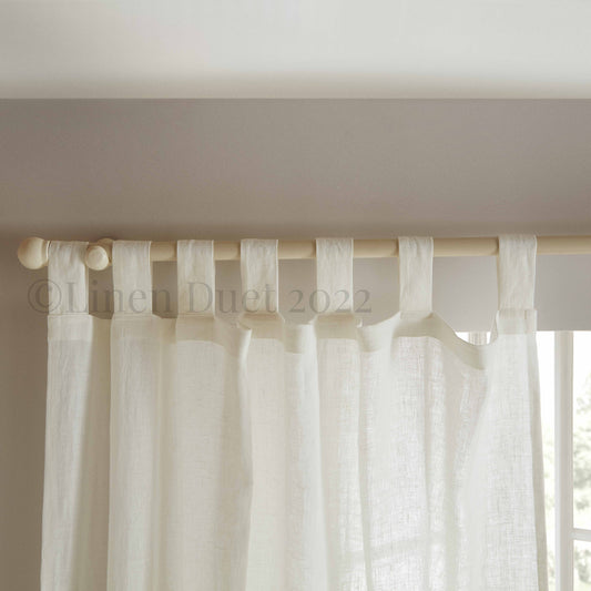 Handmade Linen Curtain Panel with Tab Top Loops