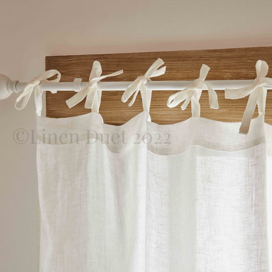 Sheer Linen Tie Top Curtains – Adjustable Tie Panel