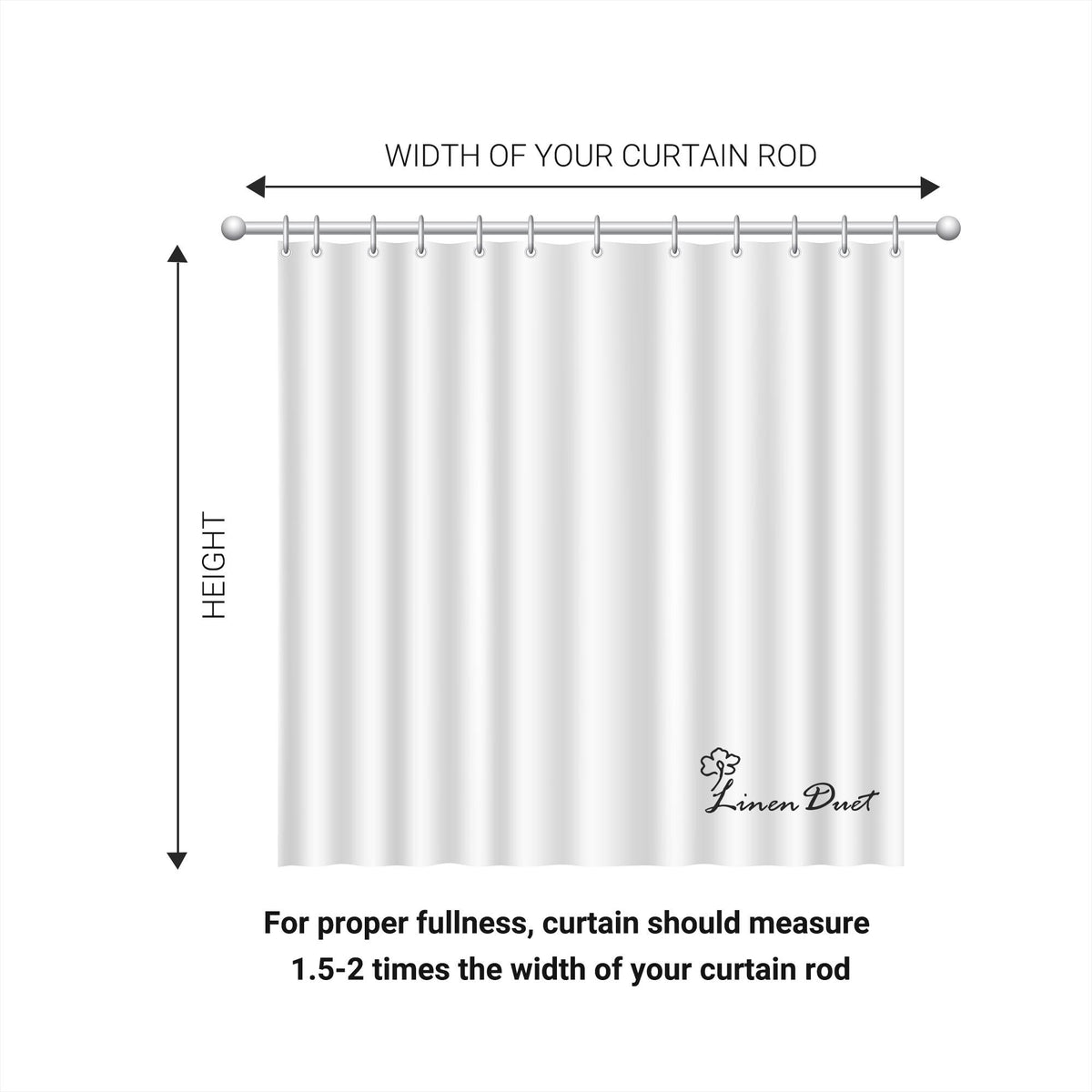 Measurement guide for a curtain with dimensions labeled