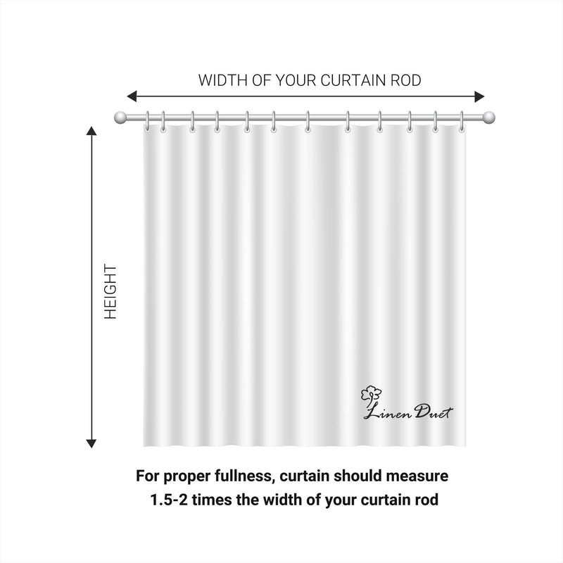 Measurement guide for a curtain with dimensions labeled