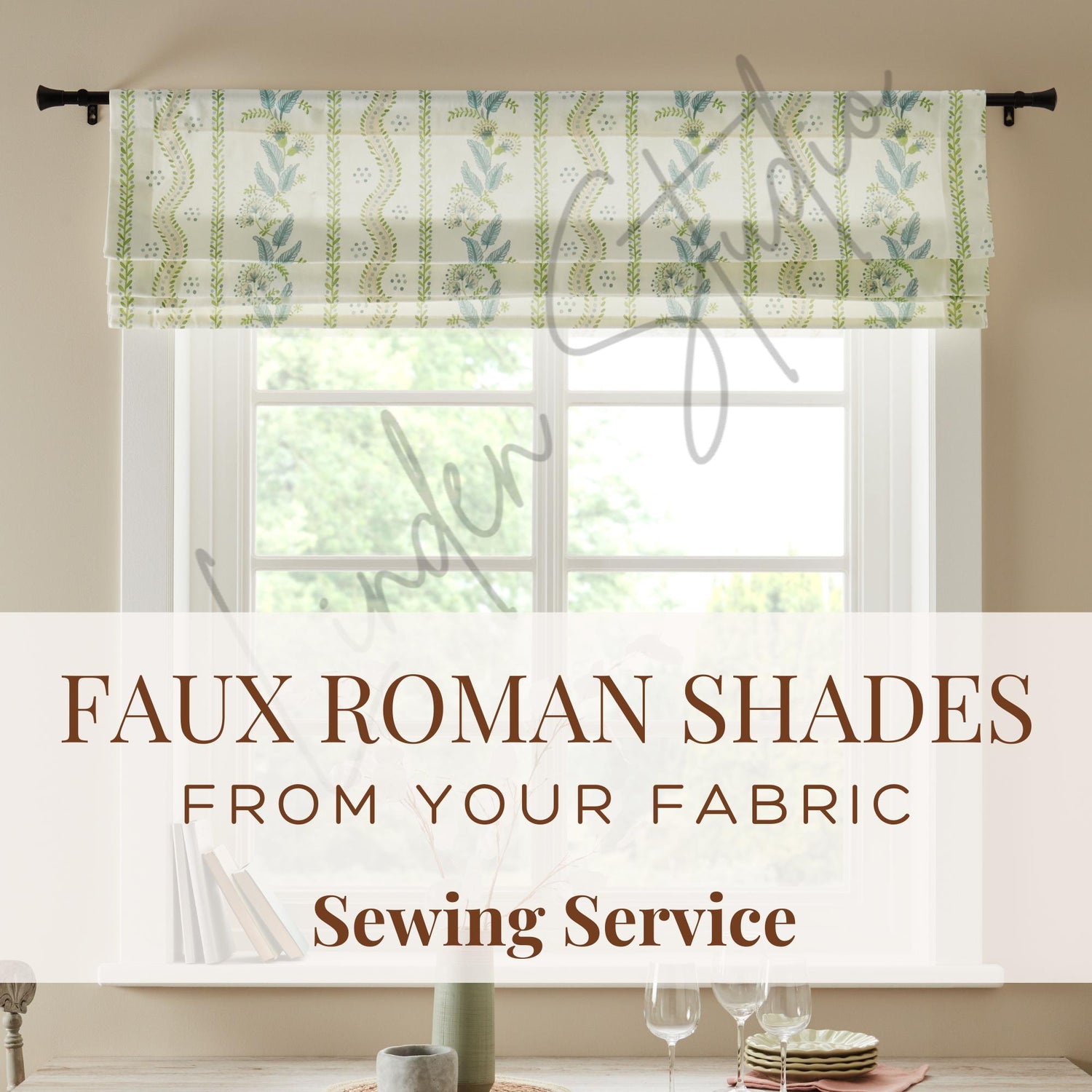 Custom Faux Roman Shades From Your Fabric | Faux Roman Shades from Your Material | Faux Flat Roman Shades | Sewing Service/Seamstress