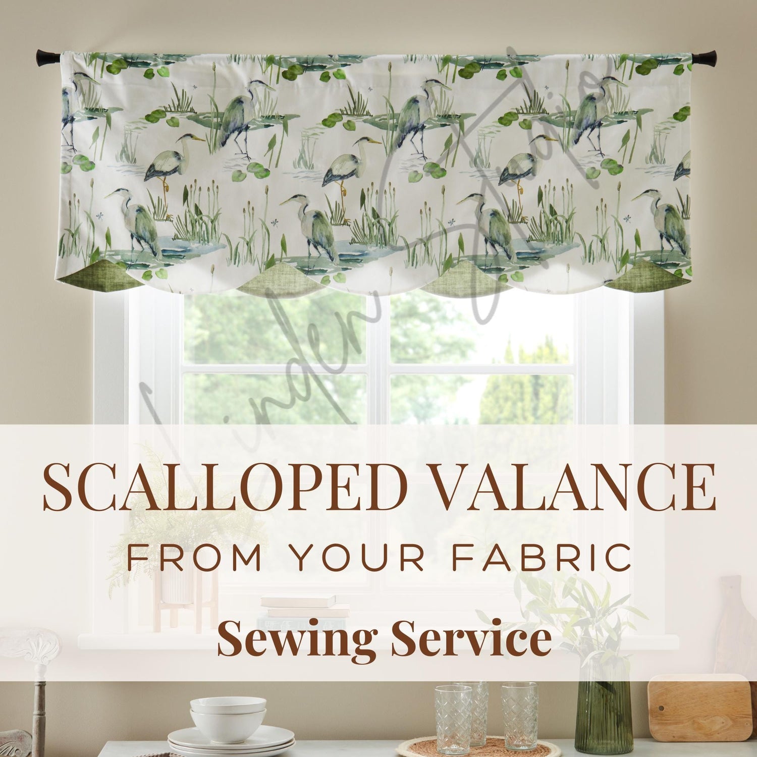 Custom Scalloped Window Valance From Your Fabric | Sewing Service/Seamstress | Rod Pocket Layered Scalloped Valance | COM Window Valance