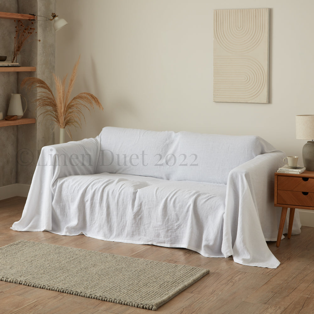 Linen Sofa Slipcover, Sofa Cover Furniture Protector, Sectional Cover Farmhouse Decor