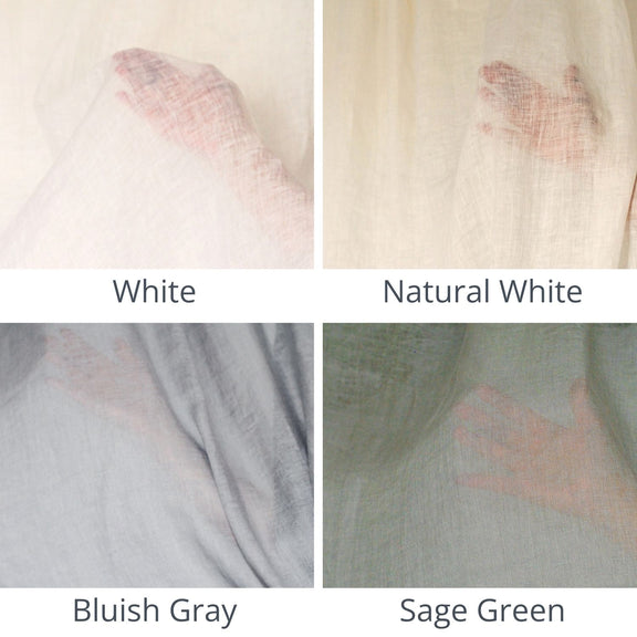 Comparison of different color swatches labeled 'White', 'Natural White', 'Bluish Gray', and 'Sage Green'.