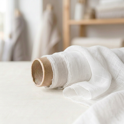 Sheer Linen Fabric by the Yard - White