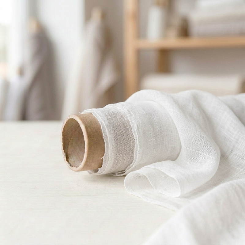 Sheer Linen Fabric by the Yard - White