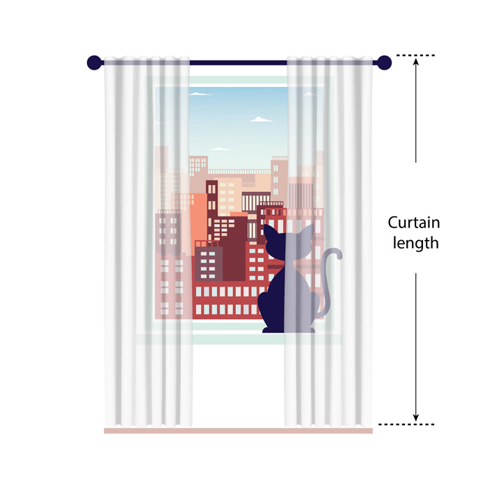 Diagram showing floor-skimming curtains