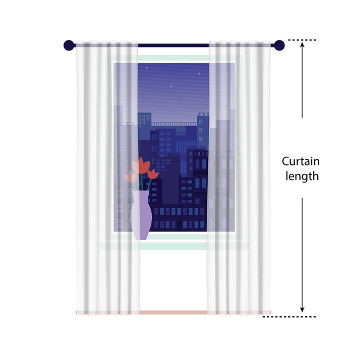 Diagram showing curtains touching the floor